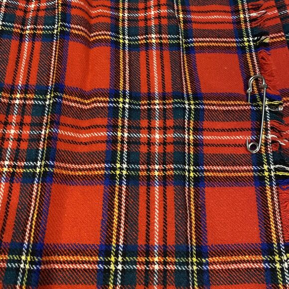 Vtg LAIRD PORTCH of SCOTLAND Red Tartan Plaid Wrap Kilt skirt 100% Wool Skirt 26 - Picture 7 of 12